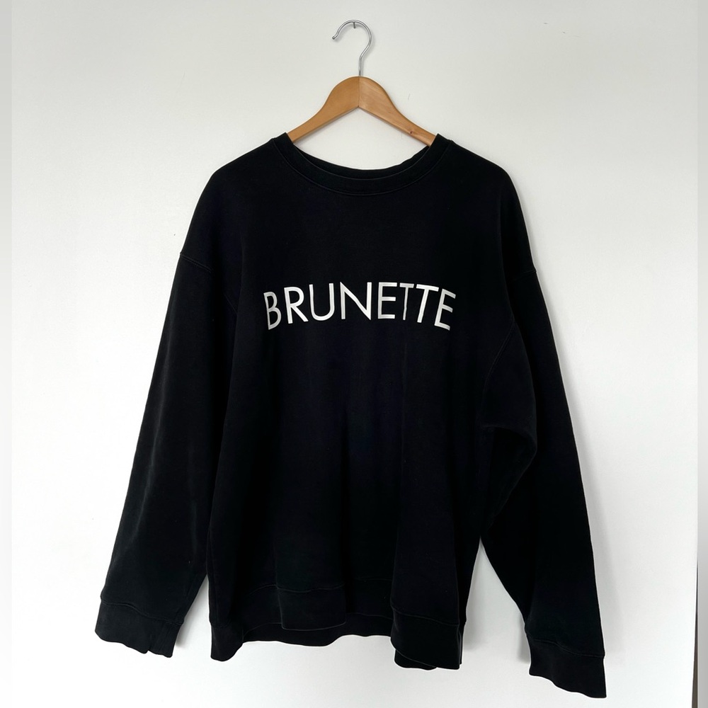 Brunette The Label “Brunette” Oversized Black Crewneck Sweatshirt Size L/XL Cozy